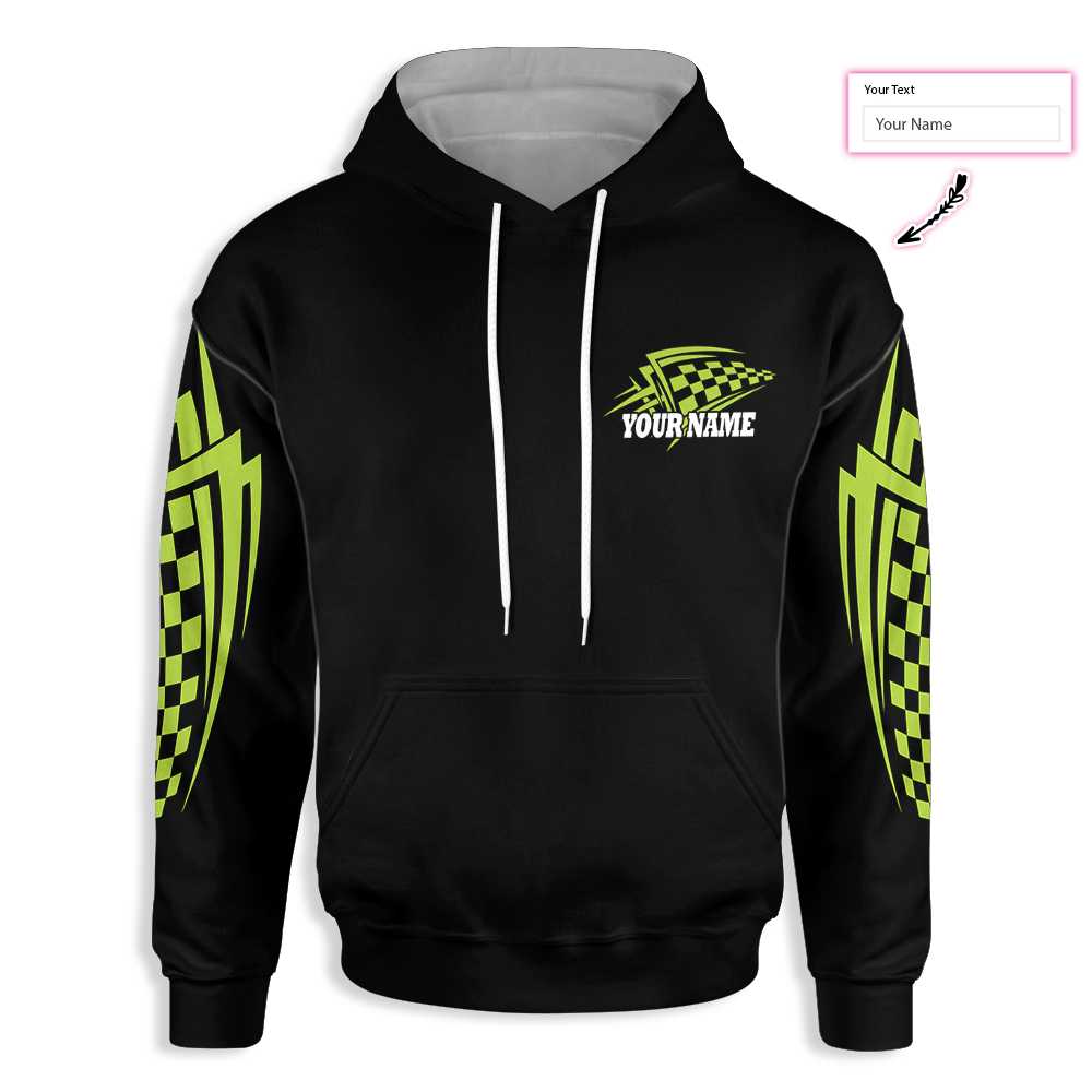 Green Racing Flag Custom All Over Print Hoodie, Personalized Racing Hoodie For Men & Women