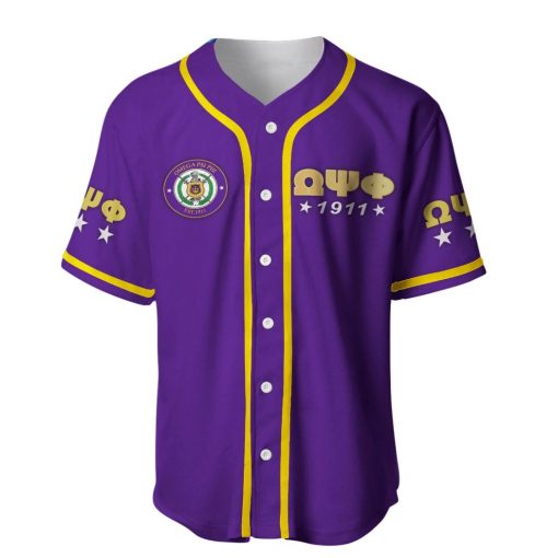 Omega Psi Phi 1911 Crest Royal Purple Simple Style Baseball Jersey