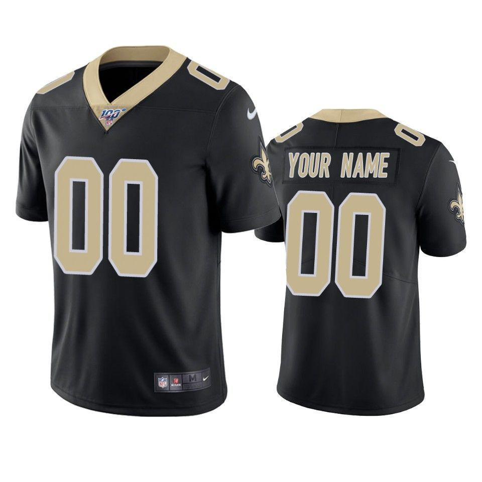 New Orleans Saints Custom Black 100Th Season Vapor Limited 3D Jersey