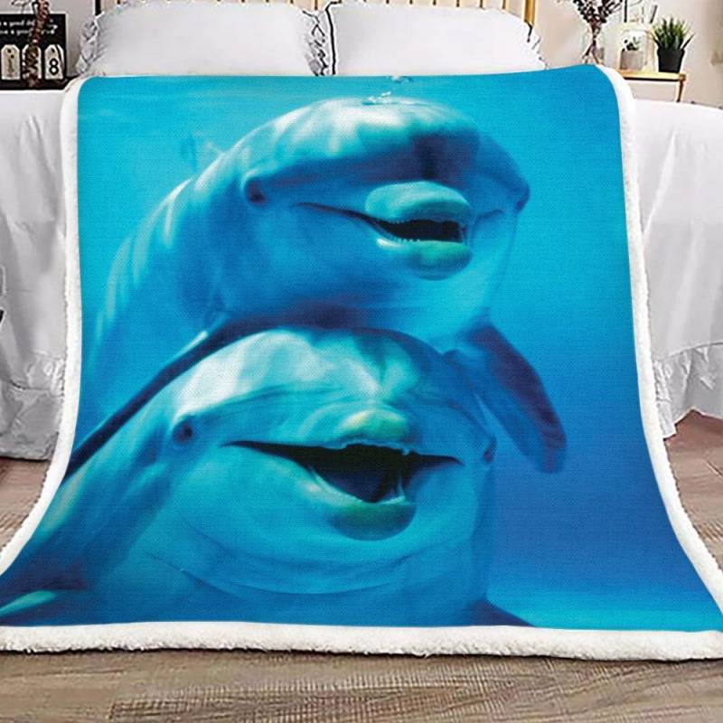 Dolphin Blue VT1501137S Sherpa Fleece Blanket