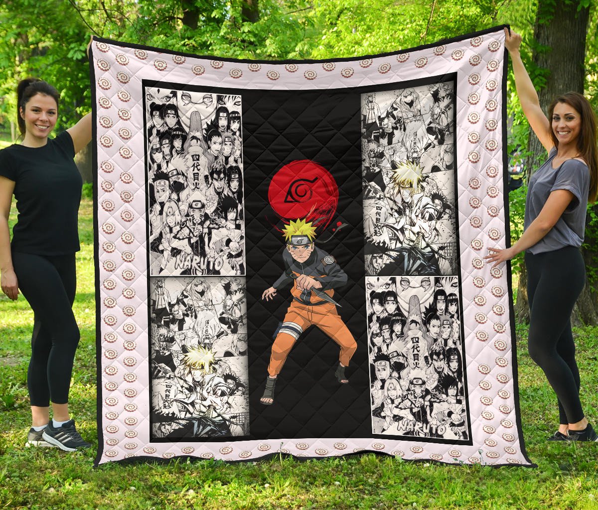 Naruto Anime Naruto Konoha Symbol Manga Artwork Premium Quilt Blanket