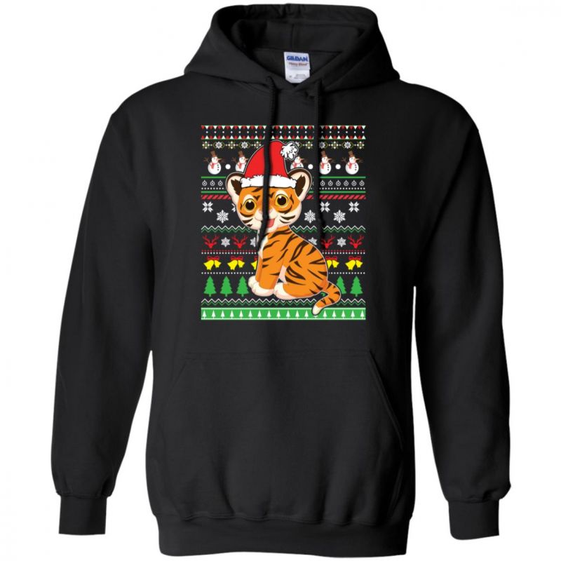 Ugly Sweater Tiger Santa Claus Lovely Merry Xmas Unisex Hoodie