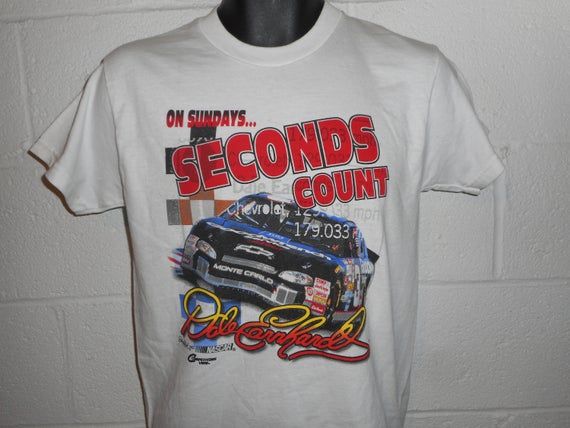 Vintage NASCAR 3 Dale Earnhardt Sr On Sundays Seconds Count T Shirt YOUTH L