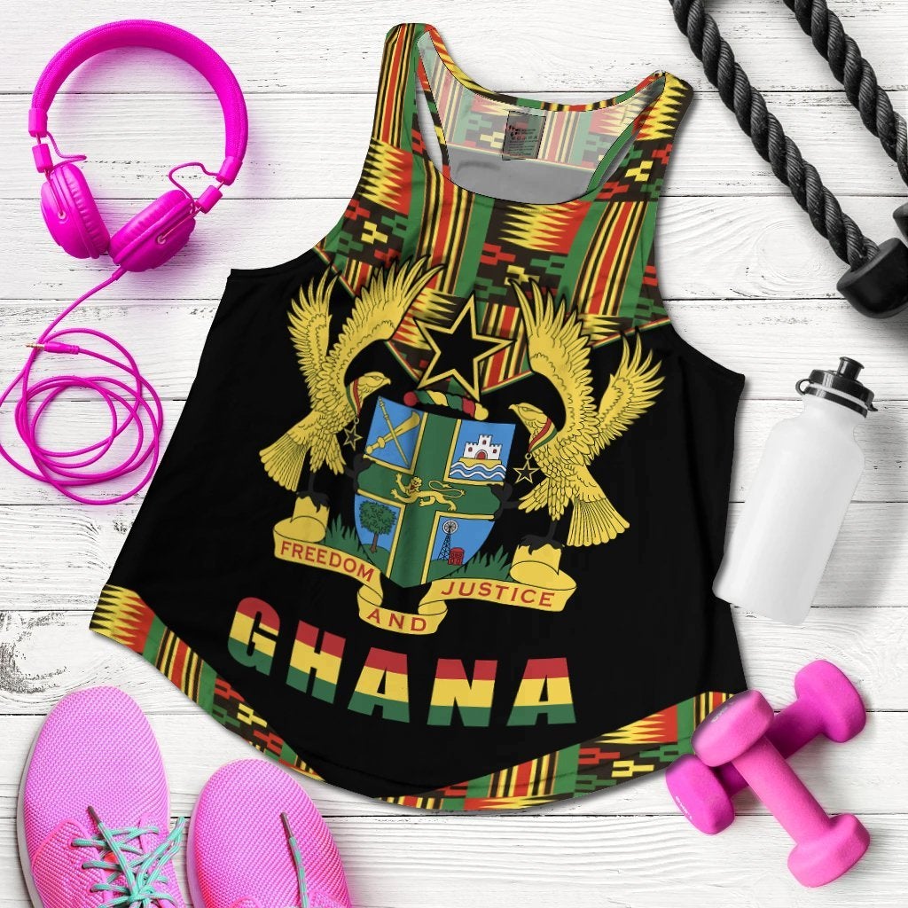 Ghana Proud Women Racerback Tank Ankara Kente Lt13