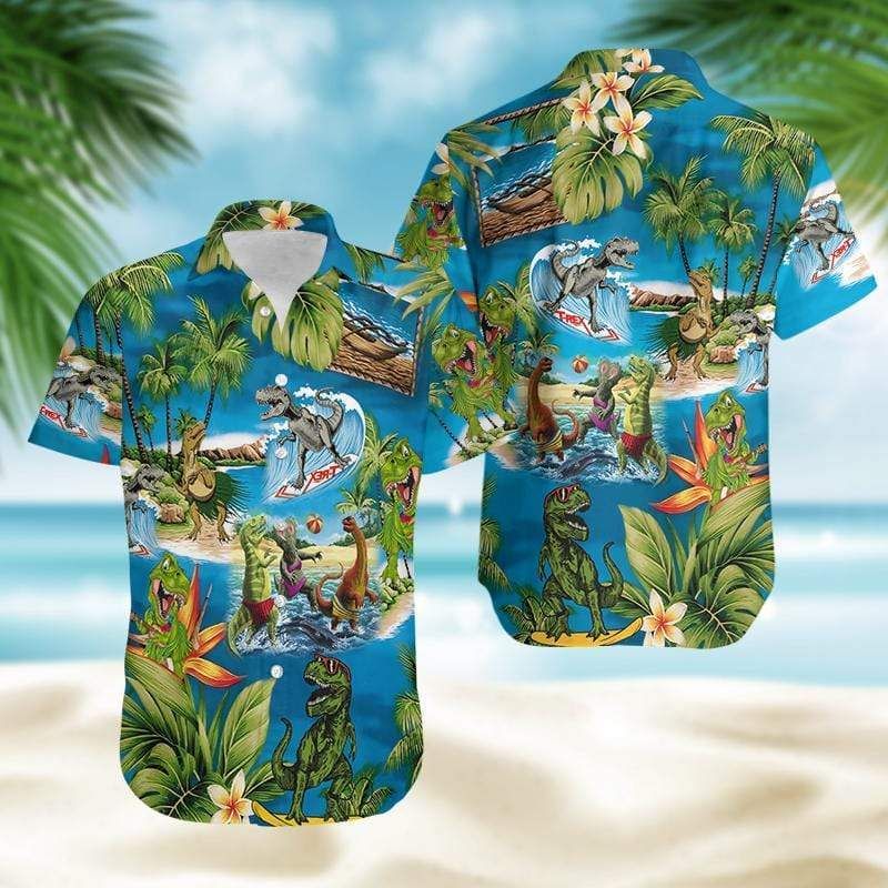 Funny Dinosaur Lover Hawaii Aloha Shirts Ha22686