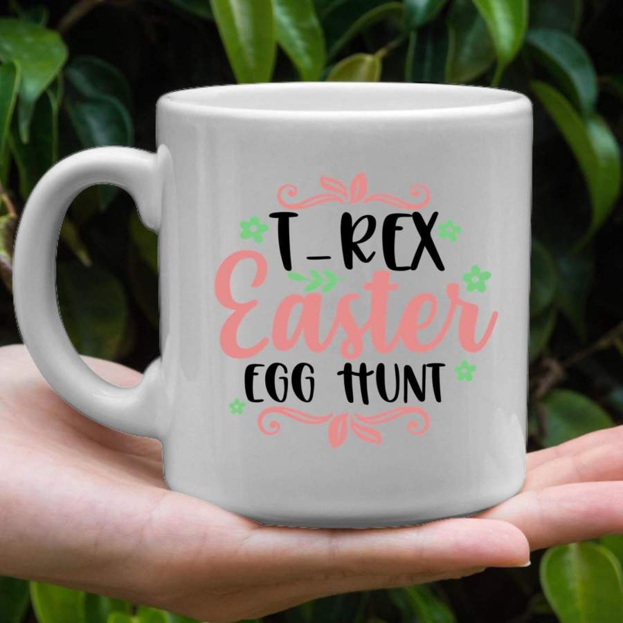 T-rex easter egg hunt coffee mug