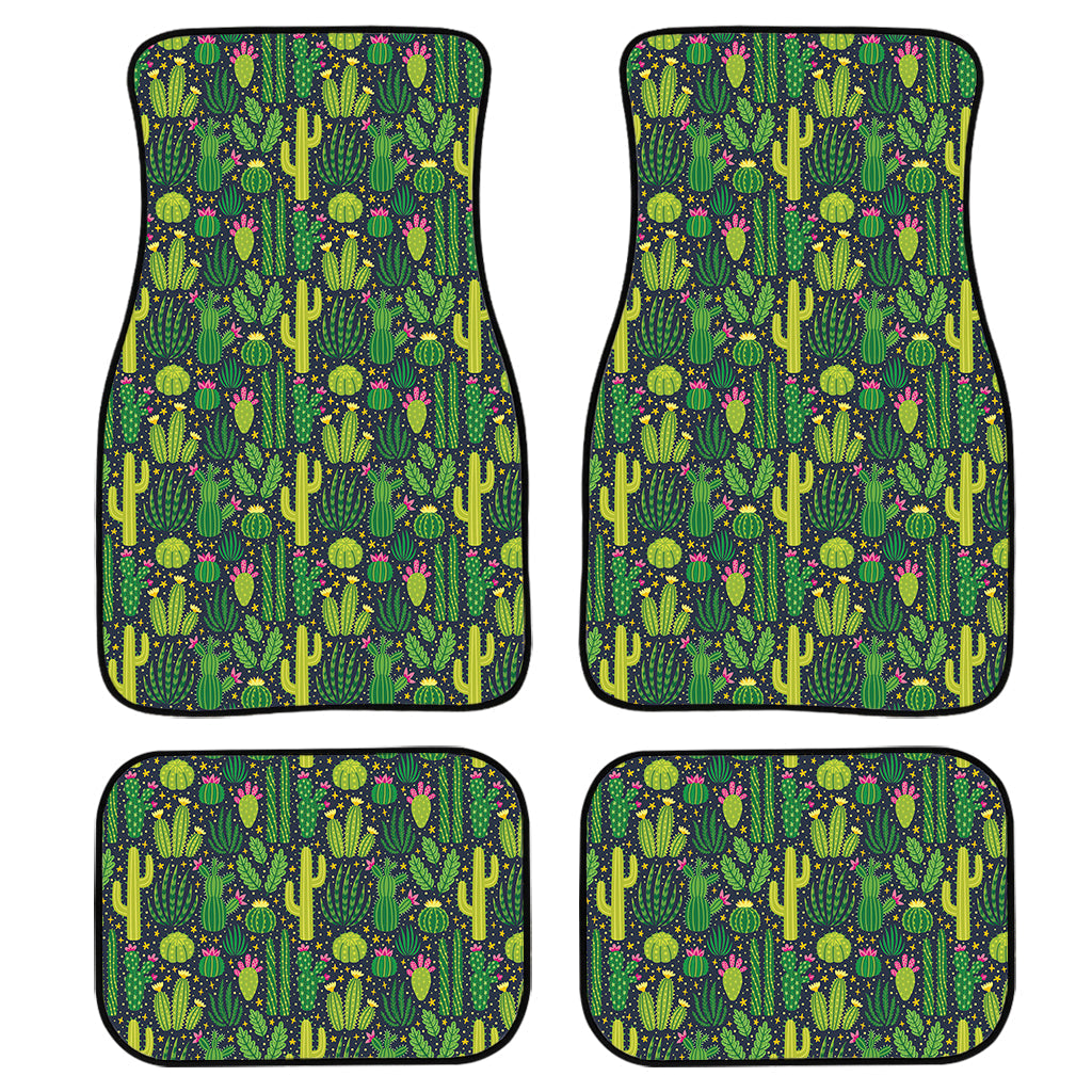 Cute Cactus Plant Pattern Print Front And Back Car Floor Mats, Front Car Mat