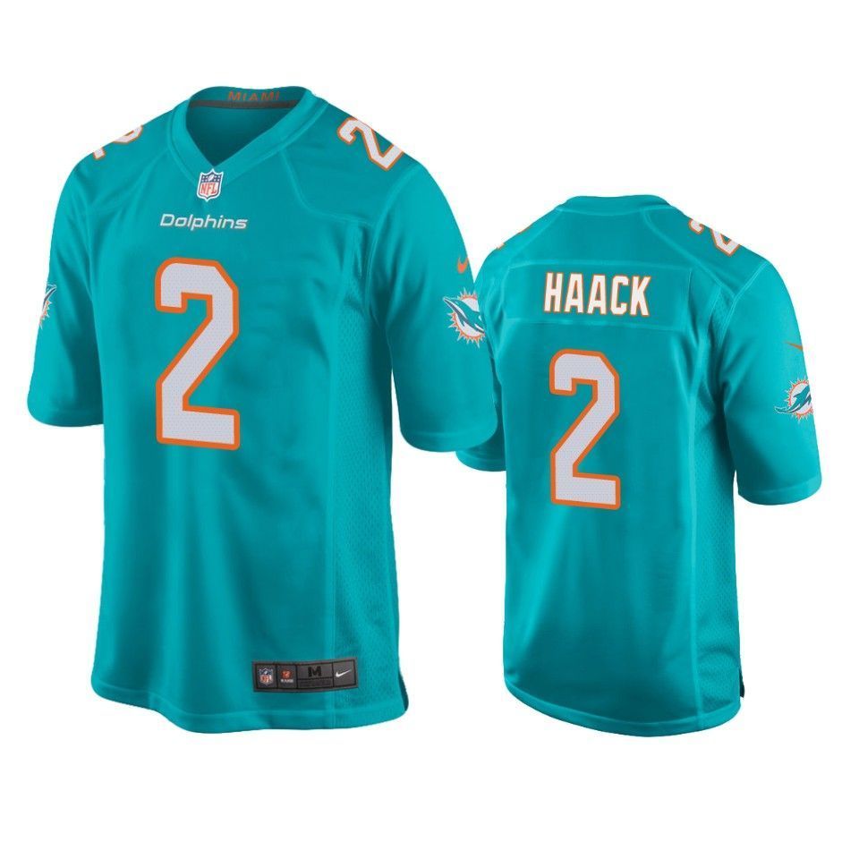 Dolphins Matt Haack Game Aqua Mens Jersey