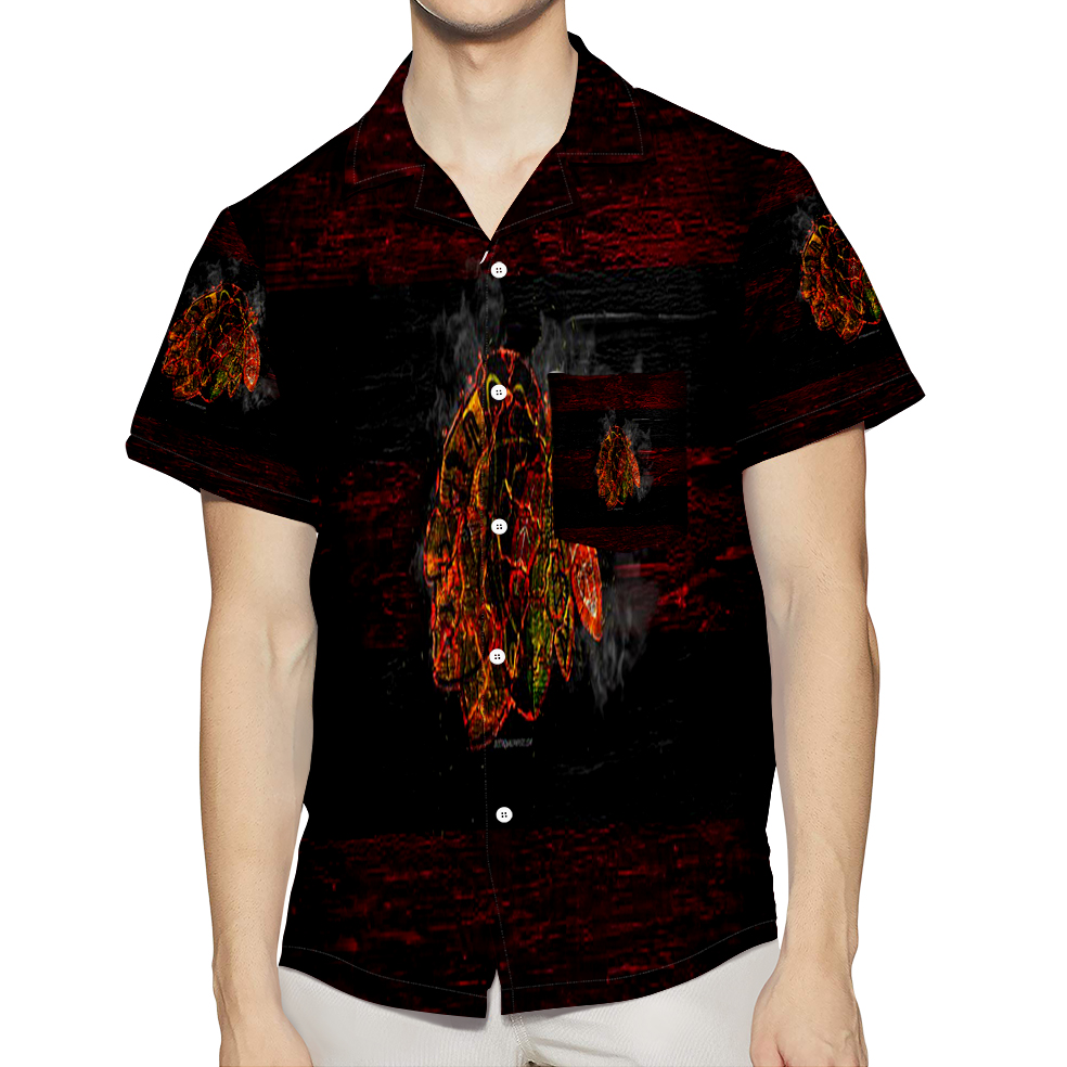 Chicago Blackhawks Emblem Wood Burning 3D All Over Print Summer Beach Hawaiian Shirt With Pocket