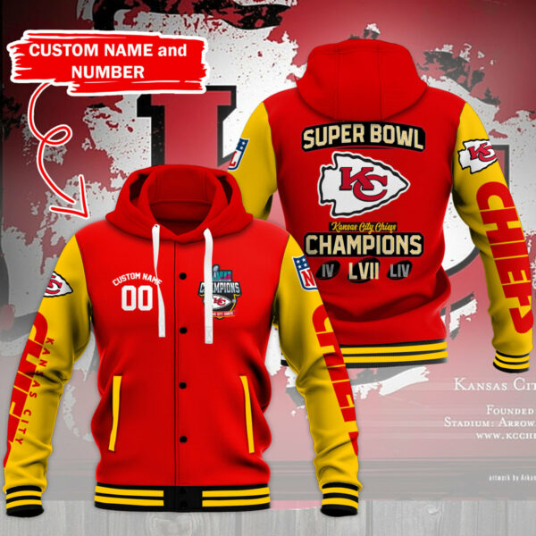 .Kansas City Chiefs Baseball Hoodie Jacket