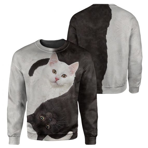 Yinyang Catall Over Print Unisex Sweatshirt For Cat Lovers