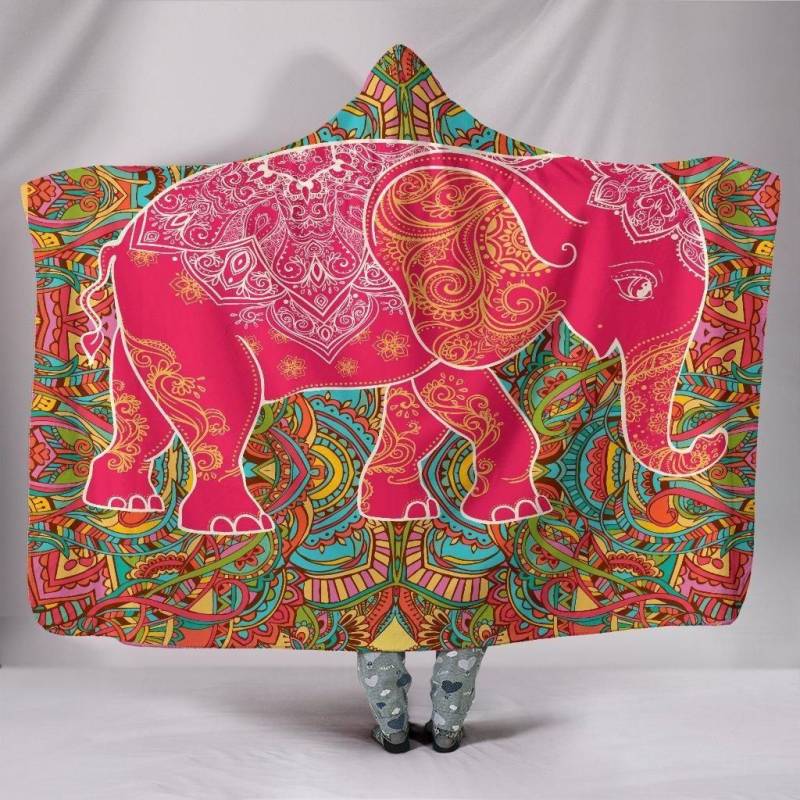 Boho Elephant Hoodie Blanket #803