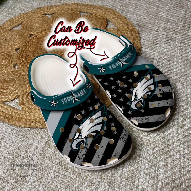 Football Personalized PEagles American Flag Clog Shoes