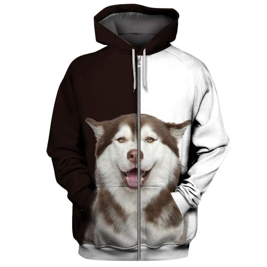 HUSKY 3D Full Printing Zip Hoodie
