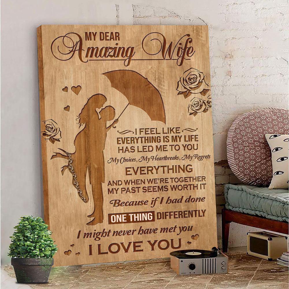 Amazing Wife Meeting You Was Fate  –  Gift For Wife , Gift For Home Decor – Horizontal Canvas Matte Canvas Wall Art