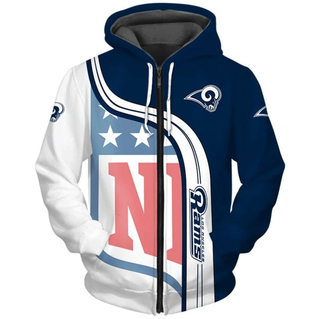 Los Angeles Rams Curved Stripes 47 Unisex 3D Hoodie Gift For Fans