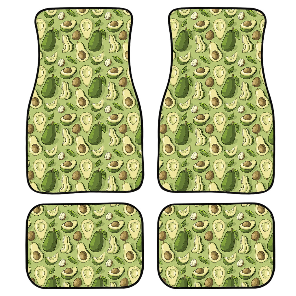 Cartoon Avocado Pattern Print Front And Back Car Floor Mats, Front Car Mat