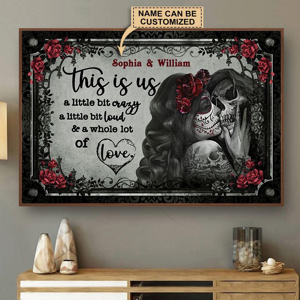 Aeticon Gifts Personalized Skeleton A Little Bit Crazy Canvas Mom Dad Gift Home Decor