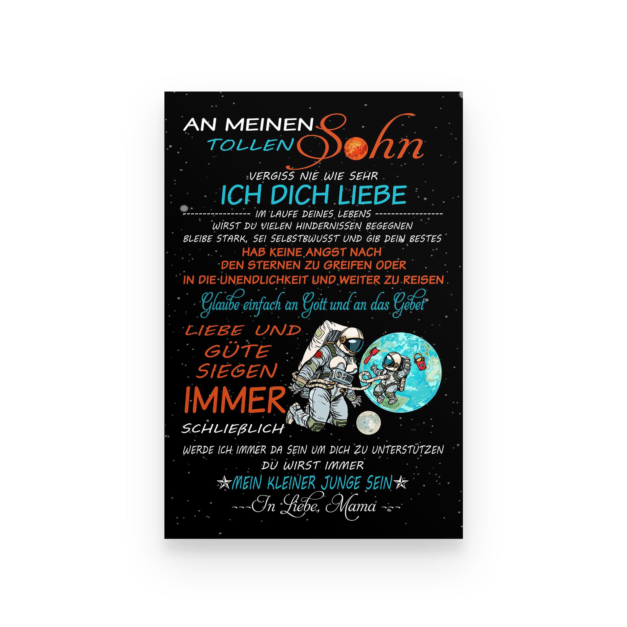 Astronaut poster Mom to Son I love you german version
