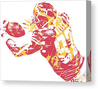 Travis Kelce Kansas City Chiefs Water Color Art 30 Joe Hamilton Canvas Print