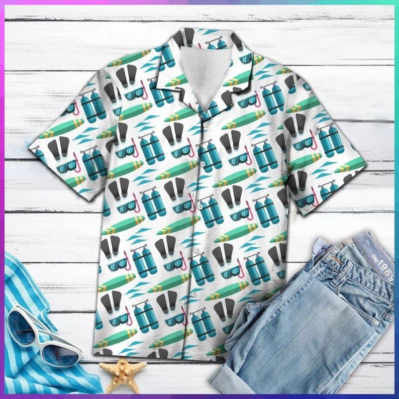 Scuba Diving Equipment Multicolor Unique Design Hawaii Shirt Ha110163