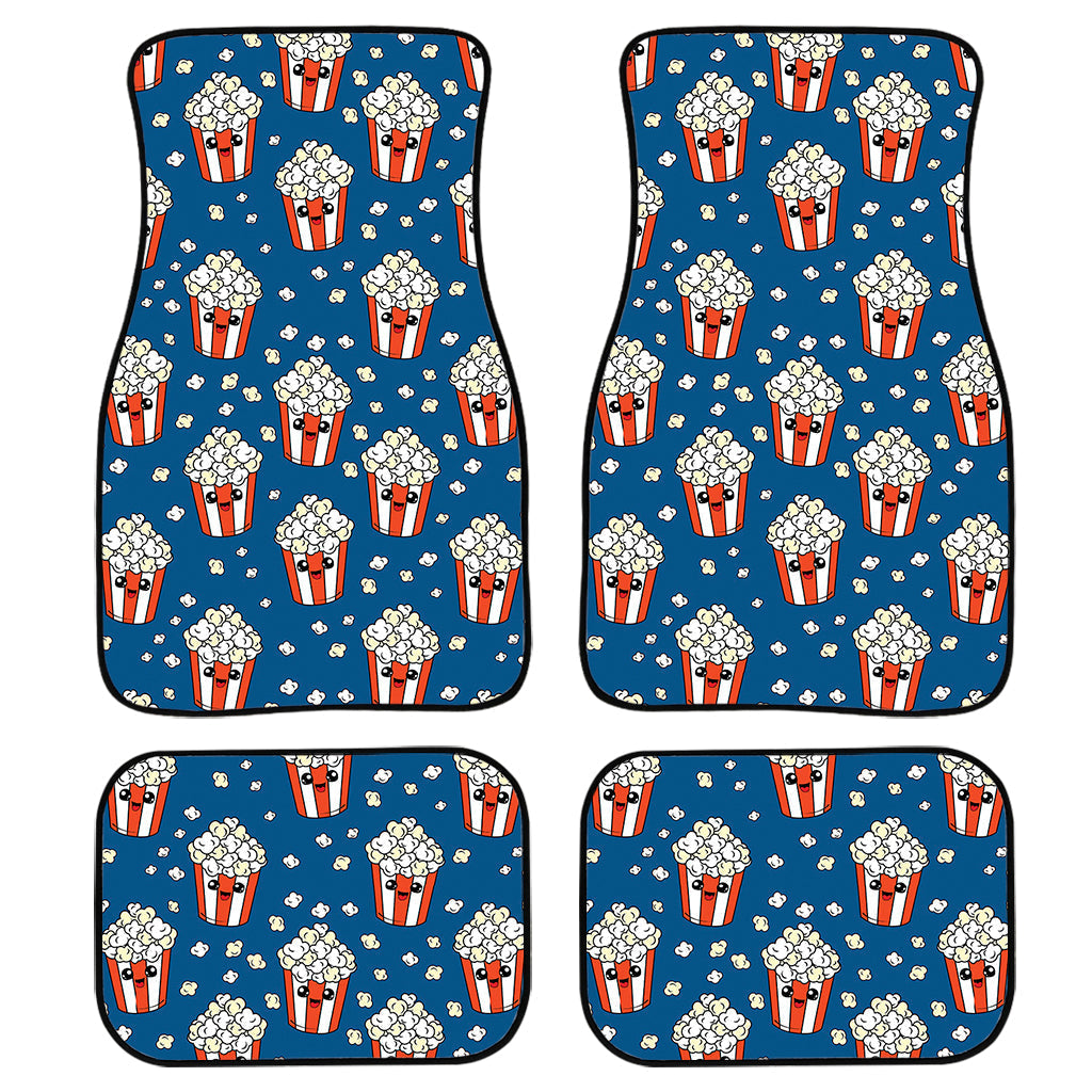 Cute Popcorn Box Pattern Print Front And Back Car Floor Mats, Front Car Mat