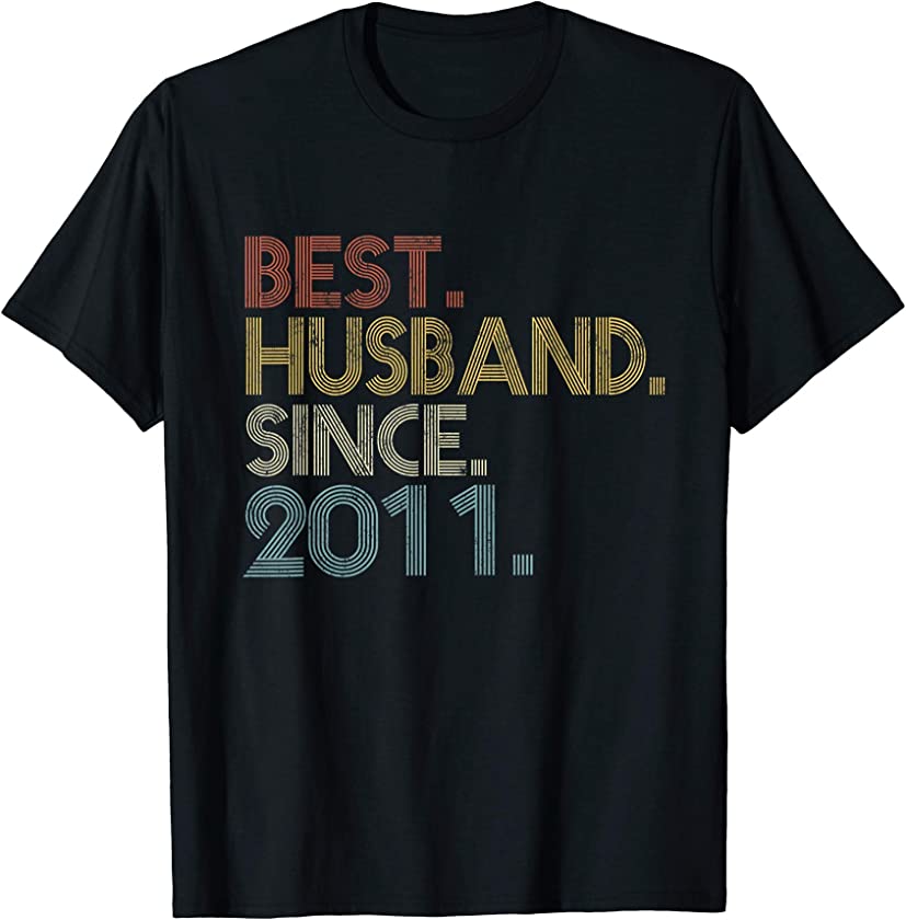 Best Husband Since 2011 Vintage Retro Wedding Anniversary T-Shirt