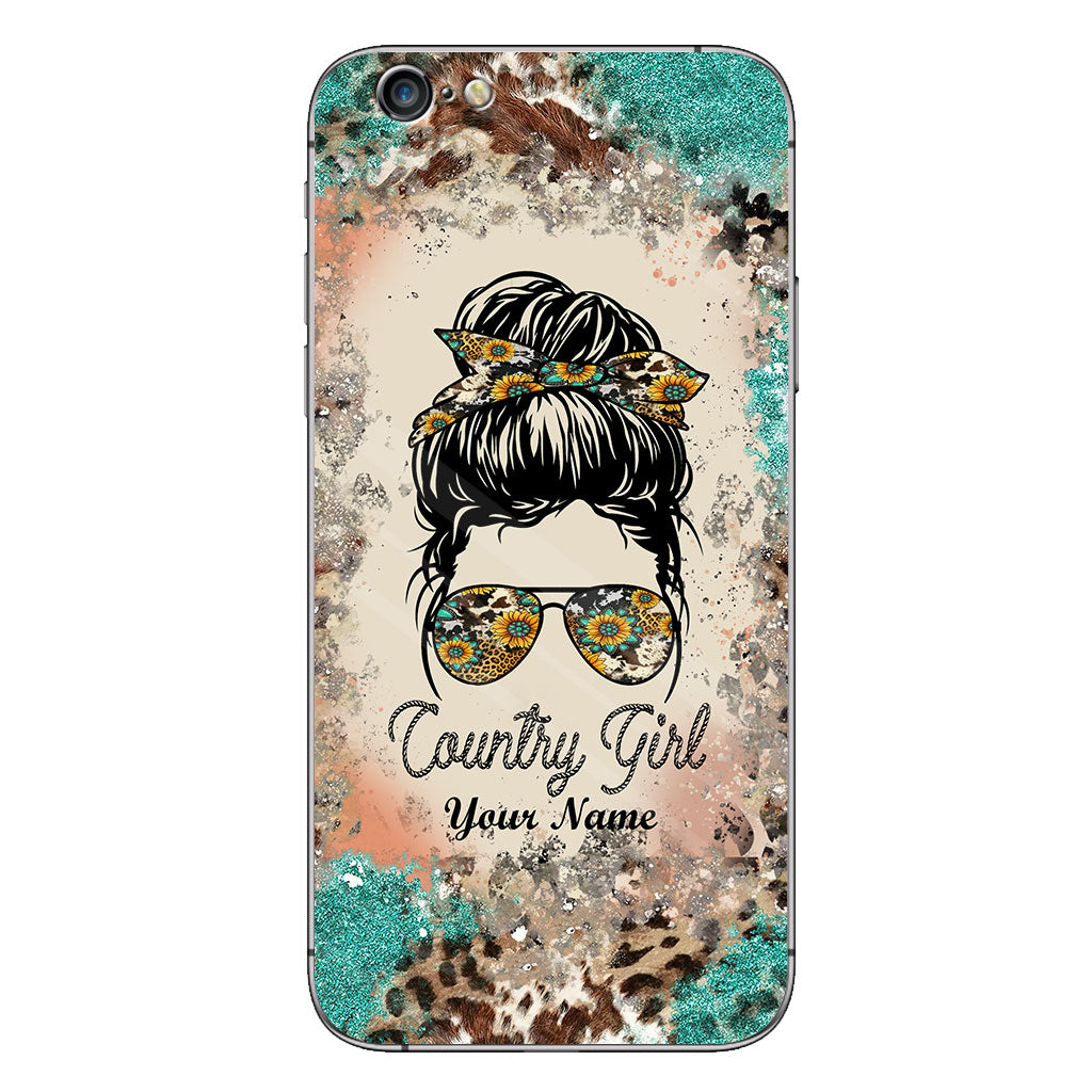 Country Girl – Personalized Phone Case With Leopard Cowhide Leather Pattern Print