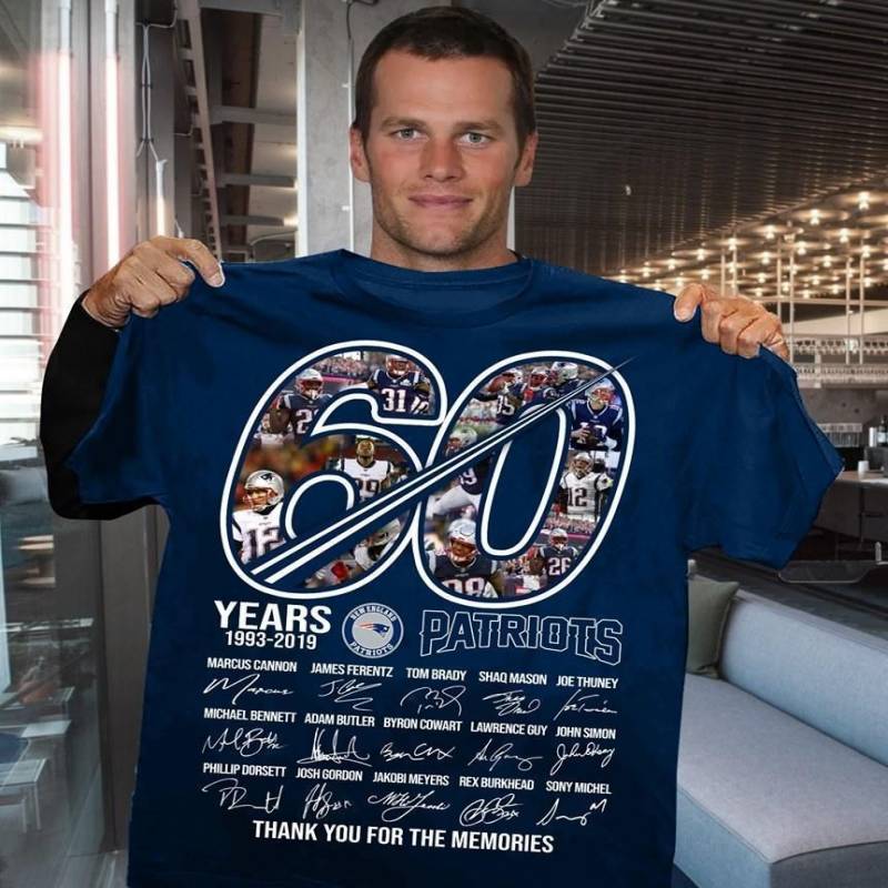 60 Years 1993 2019 New England Patriots All Players Signatures Thank You For Memories T Shirt