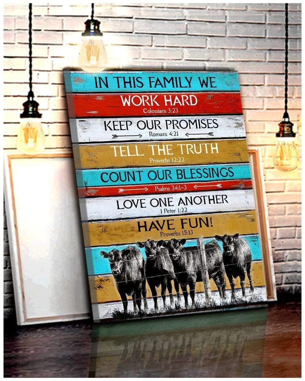 Au In This Family We Angus Cow Wall Art Canvas Gift For Family, Wall Art Decor, Canvas Print, Home Decor