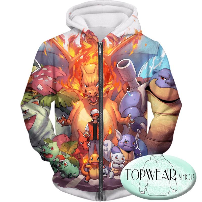 Pokemon Hoodies – First Generation Pokemons 3D Zip Up Hoodie