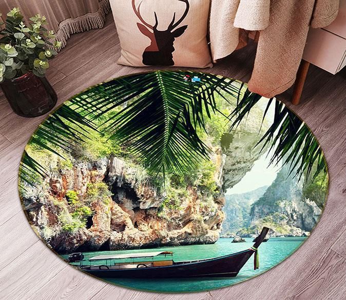 3d Bay Scenery 85 Round Rug Home Decor