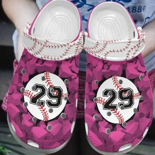 Baseball Whitesole Proud Pink Personalize Clog Custom Crocss Clog Number On Sandal Fashion Style Comfortable For Women Men Kid