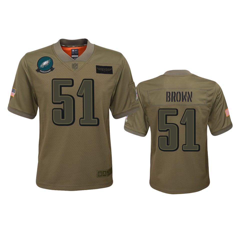 Youth Philadelphia Eagles Zach Brown Camo 2019 Salute To Service Game Jersey