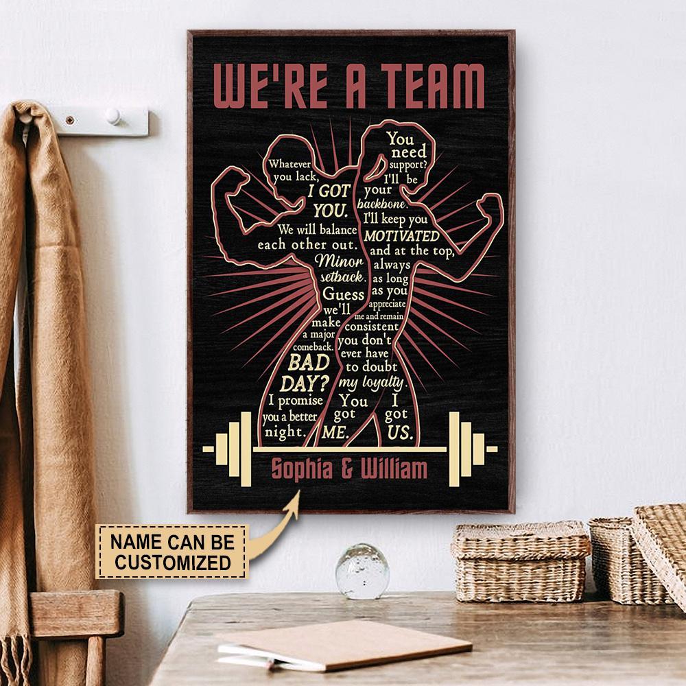 Aeticon Gifts Personalized Weightlifting Were A Team Canvas Mom Dad Gift Home Decor