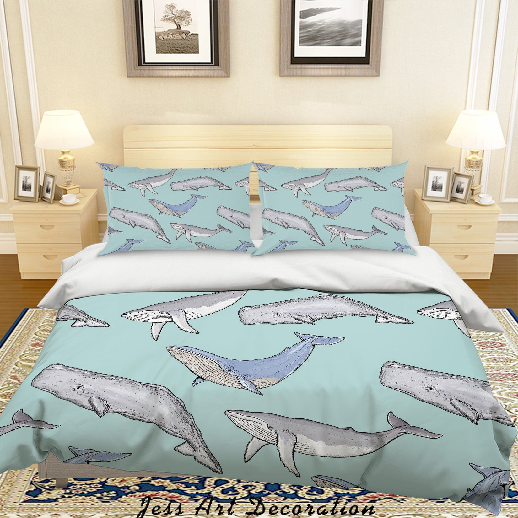 3D Cartoon Dolphin Quilt Cover Set Bedding Set Pillowcases 64