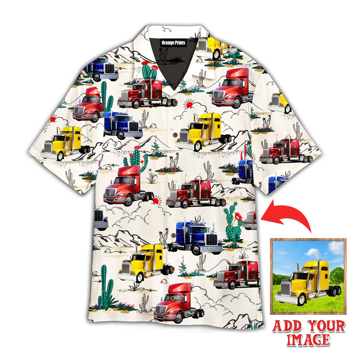 Your Photo Semi Trailer Truck Custom Hawaiian Shirt | For Men & Women | Hwp1229