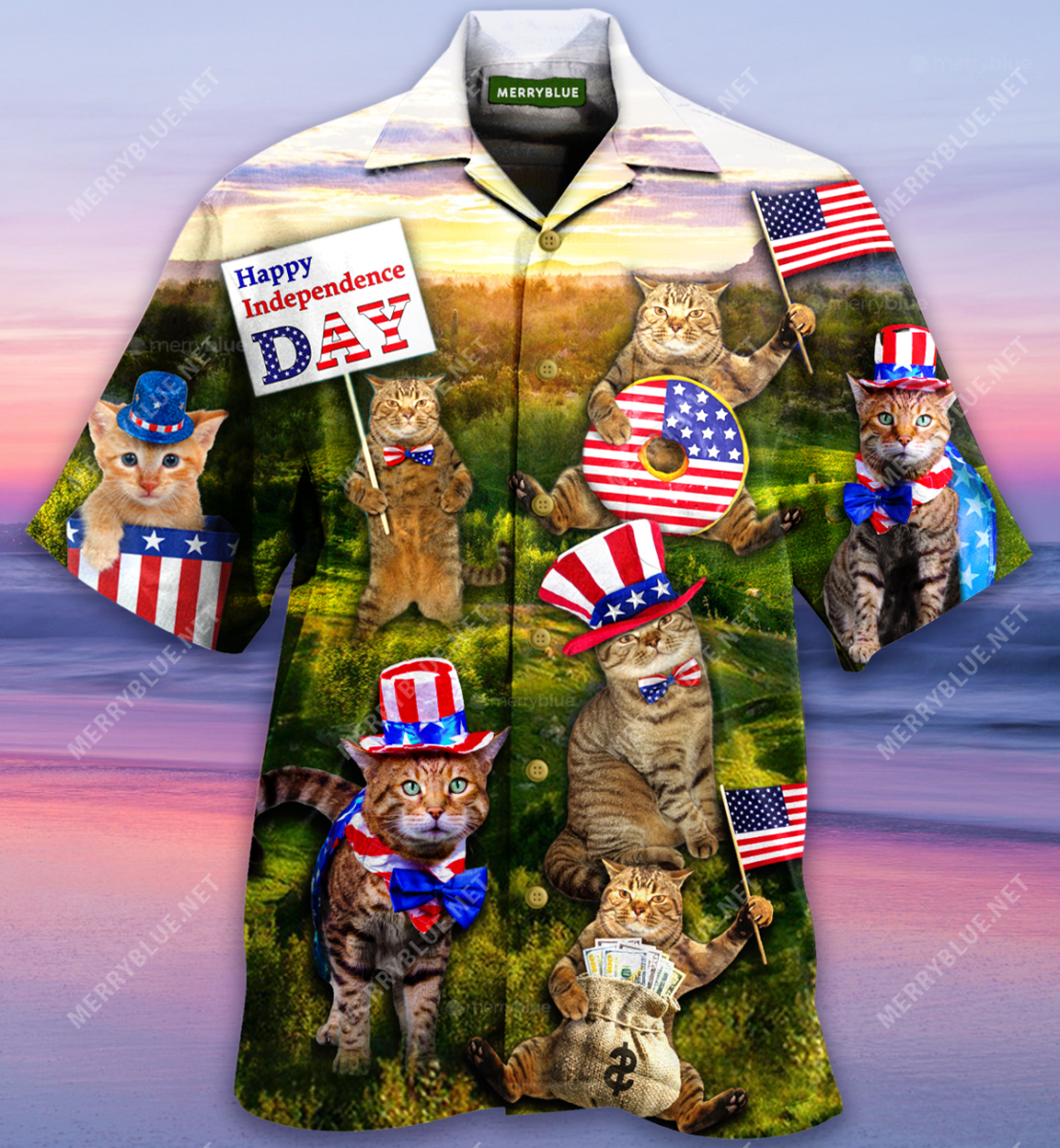 Pawsitively Patriotic Cats Celebrating The Of July Unisex Hawaii Shirt Ha47759