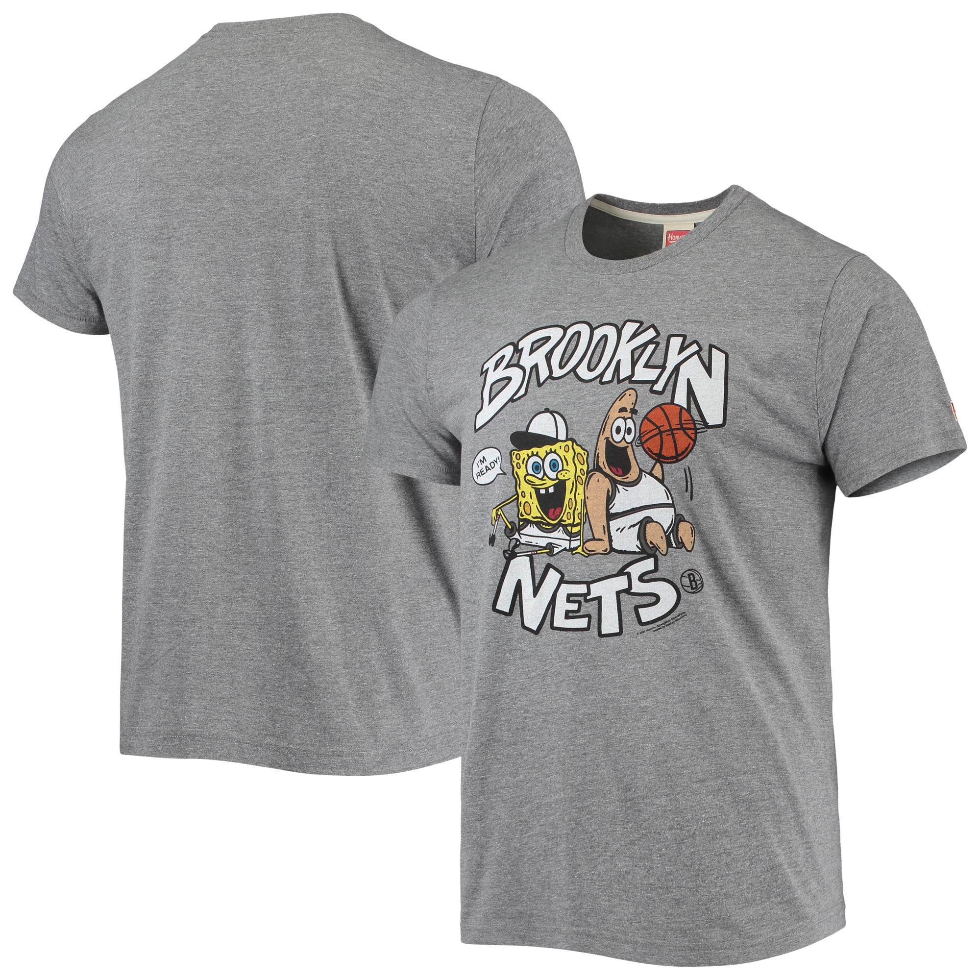 Brooklyn Nets Homage NBA X Spongebob Collab Tri-blend T-shirt – Heathered Gray