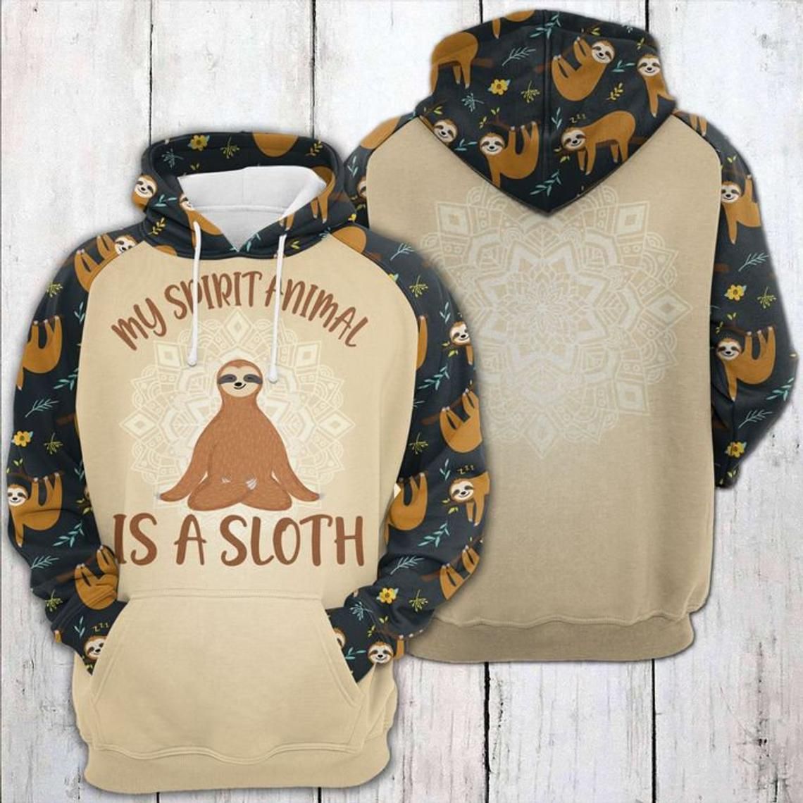 Sloth My Spirit Animal Is A Sloth Yoga 3D All Over Print Hoodie