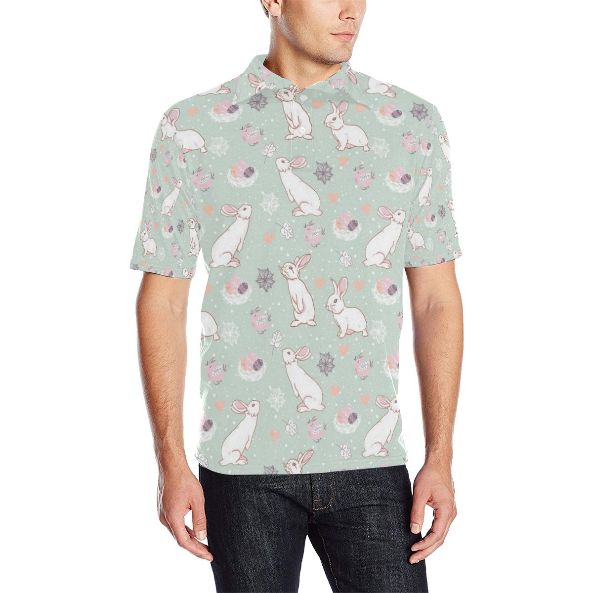 Rabbit Pattern Print Design Rb011 Men Polo Shirt