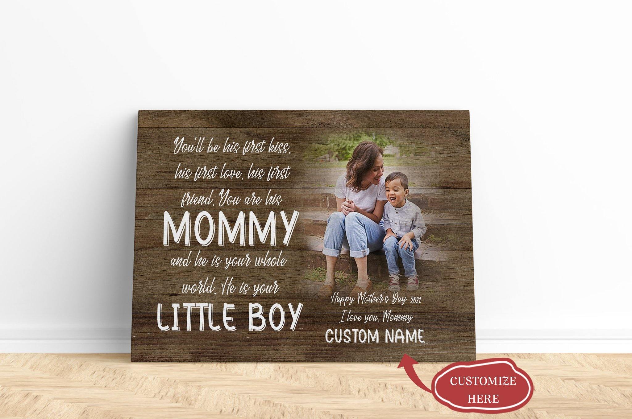 [Personalized Name & Photo] Your Little Boy Gift For Family Gift For Home Decor Wall Art Canvas Memorial Home Decor