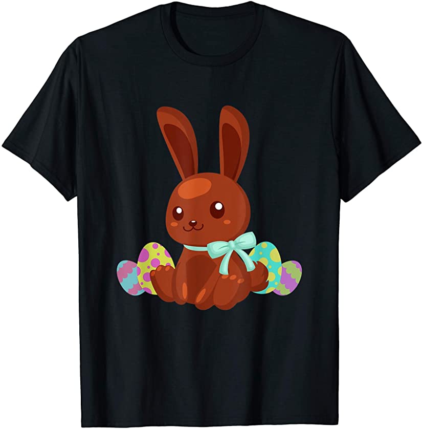 Chocolate Easter Bunny Rabbit with Easter Eggs Adult Kids T-Shirt