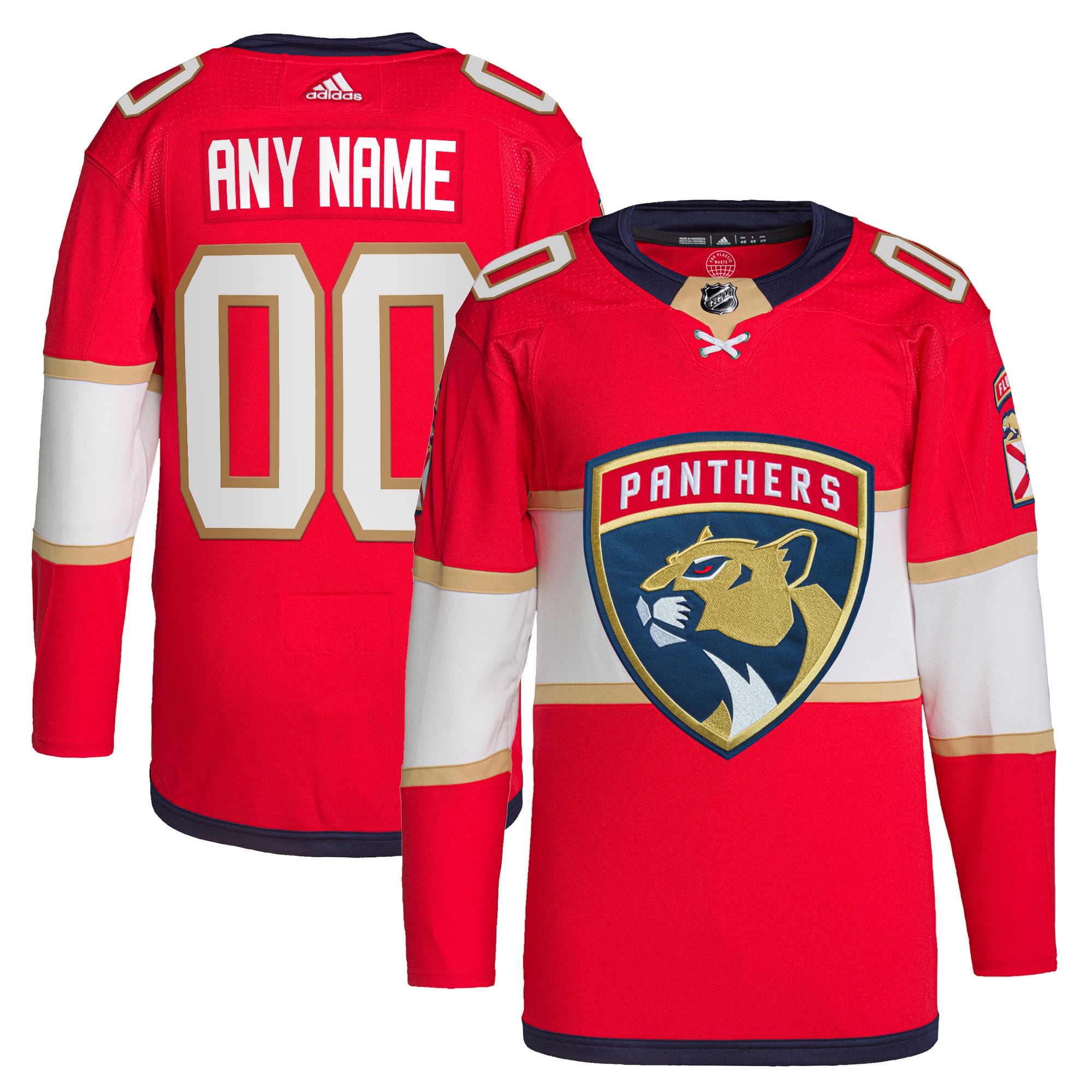 Florida Panthers Home Primegreen Authentic Custom Jersey – Red