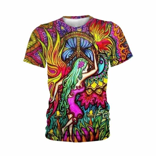 Hippie With The Girl Colorful 3D All Over Print Shirts For Men & Women, Gift For Hippie Soul, Hippie Lover