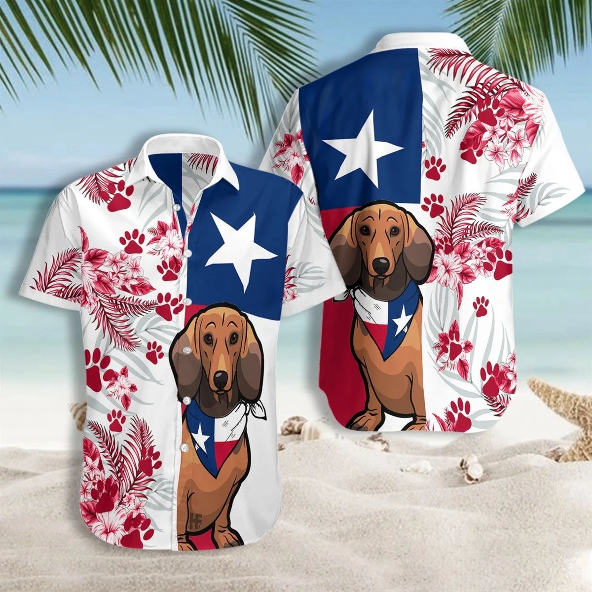 Dachshund Texas Flag Hawaii Shirt Unisex Adult Ha2251