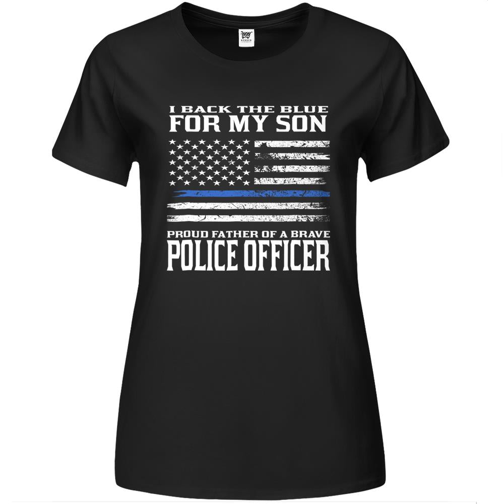 Proud Father Of Police Officer Son Premium Womens Tshirts