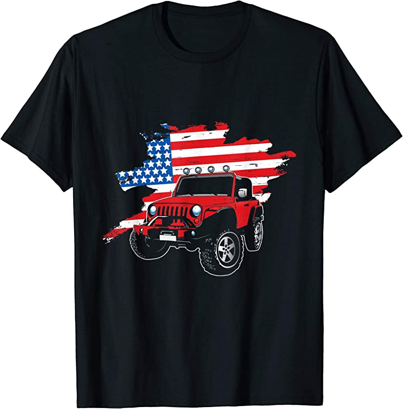 Vintage US Flag Off Road 4×4 Vehicle Graphic Patriotic Gift T-Shirt