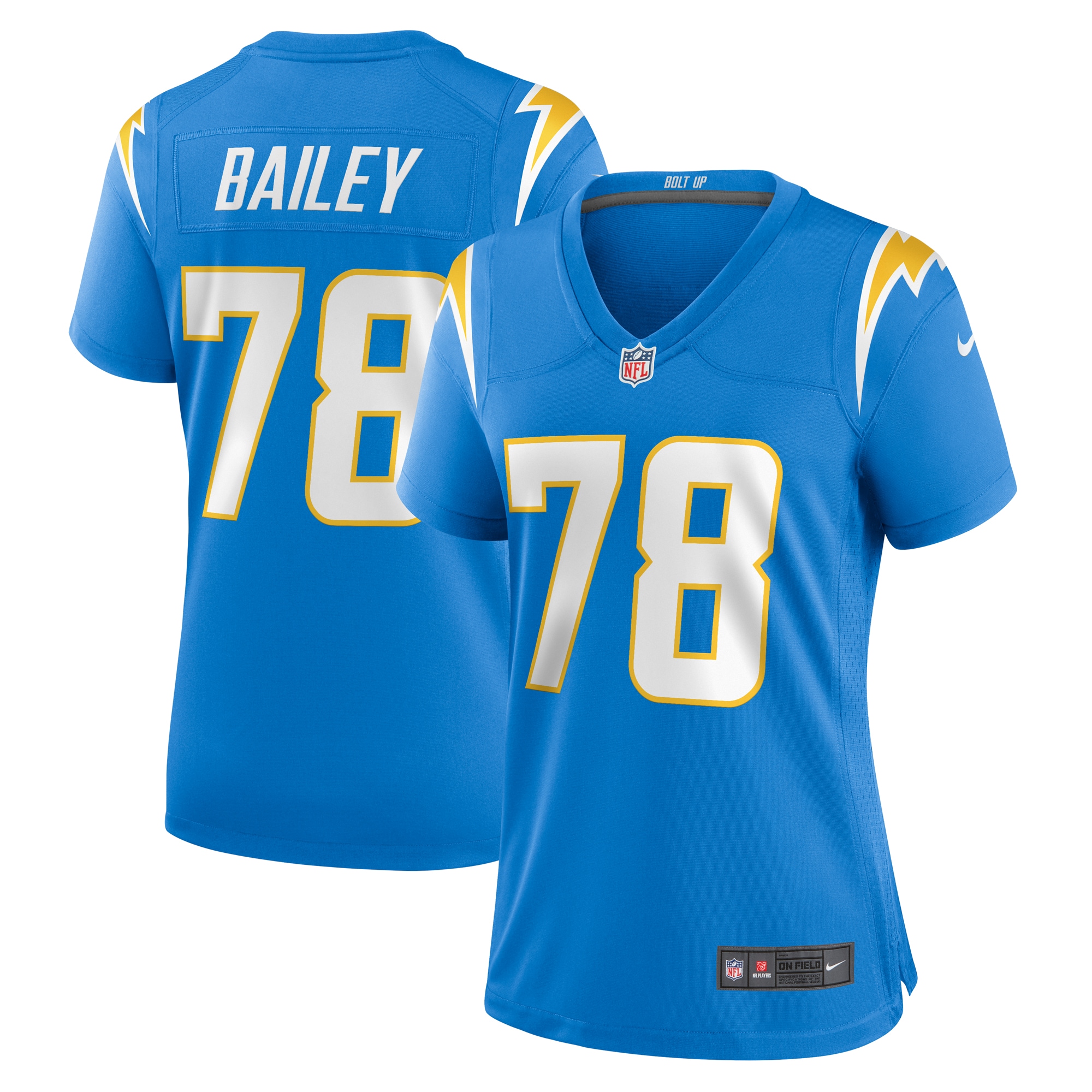 Women’s Los Angeles Chargers Zack Bailey Powder Blue Player Game Jersey