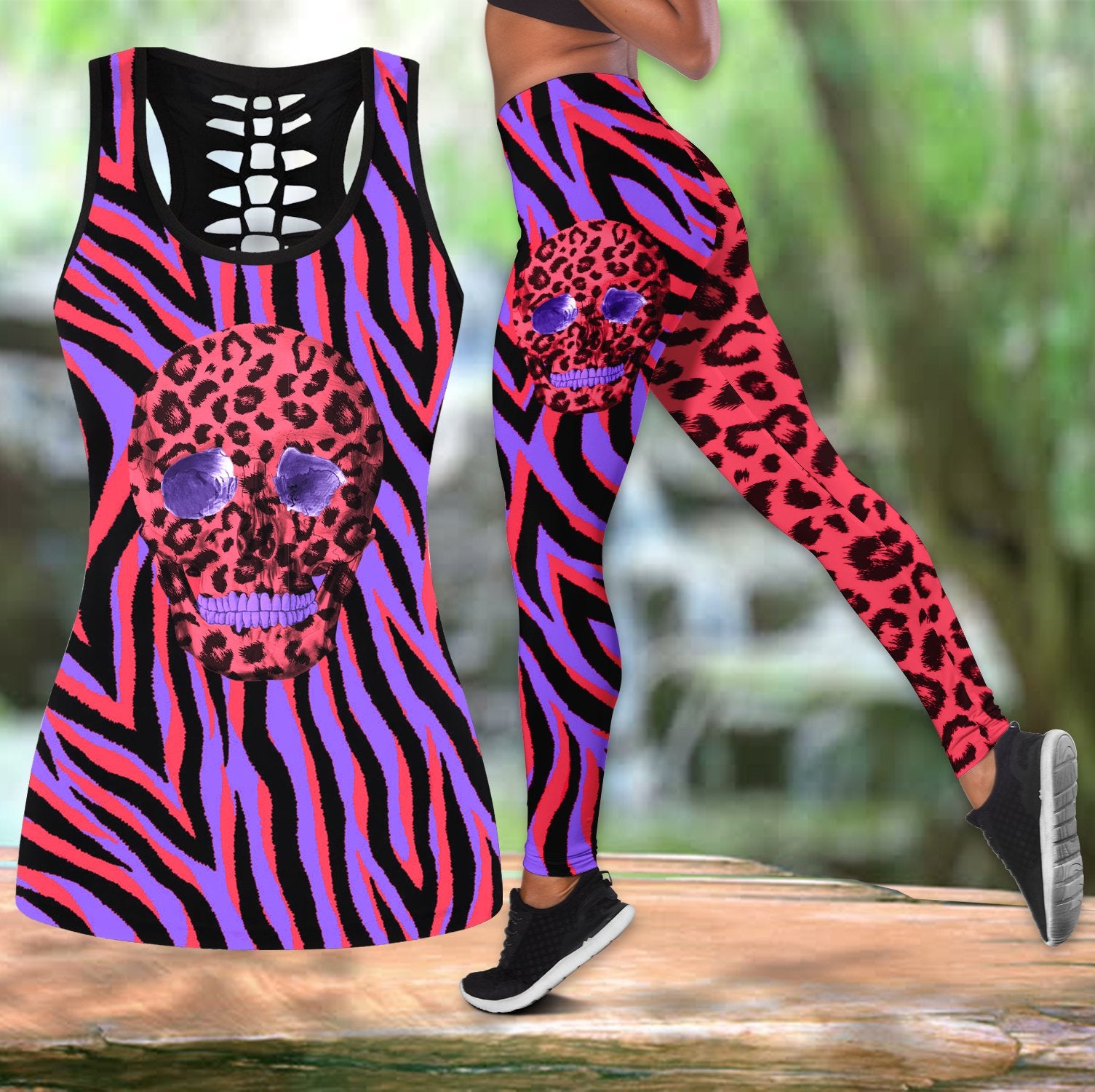 Skull Animal Print Tanktop- Legging Set Sk-Tls01-Q257S01